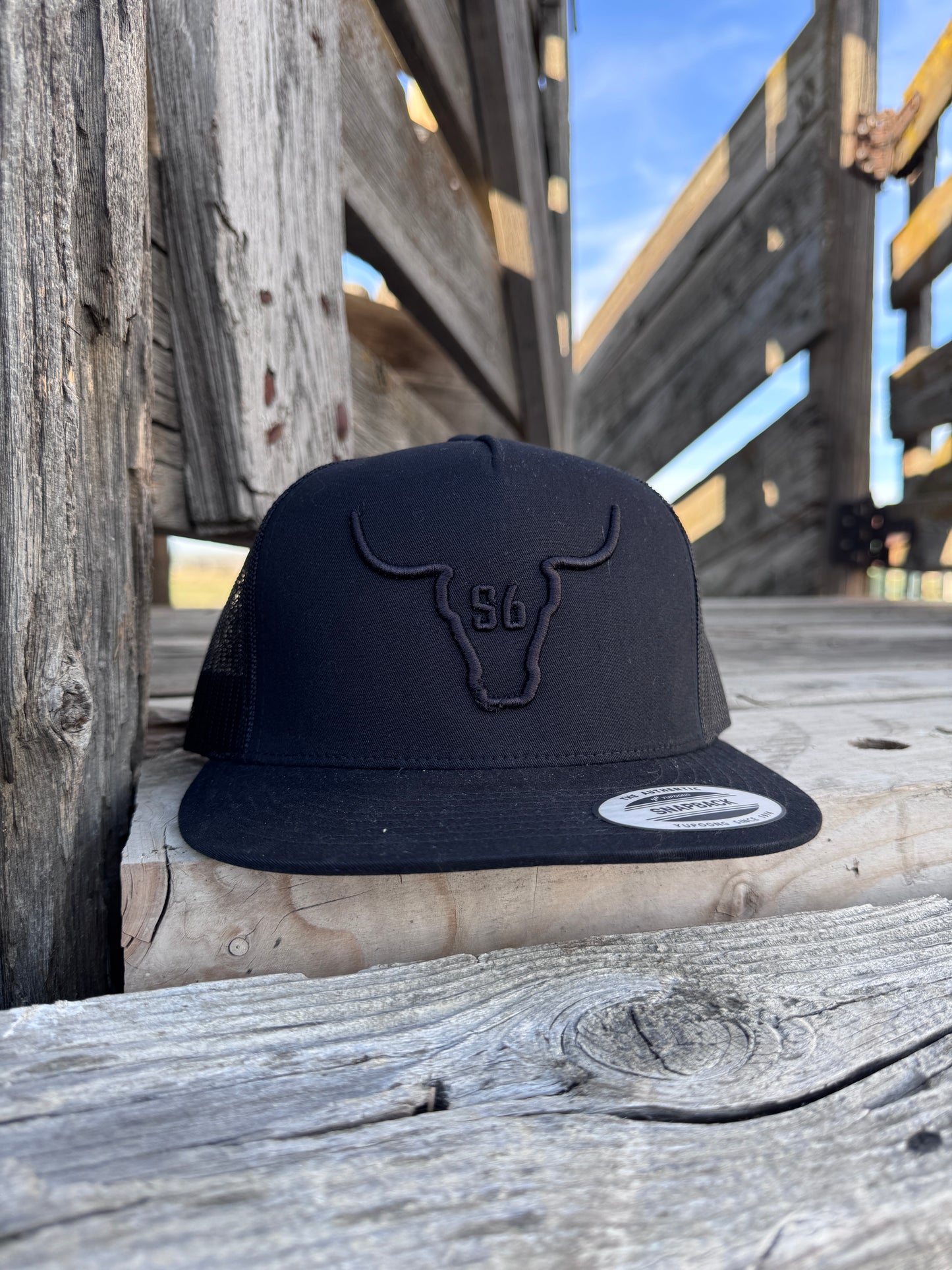 Embroidered Hat with Snappy6 Logo Black on Black