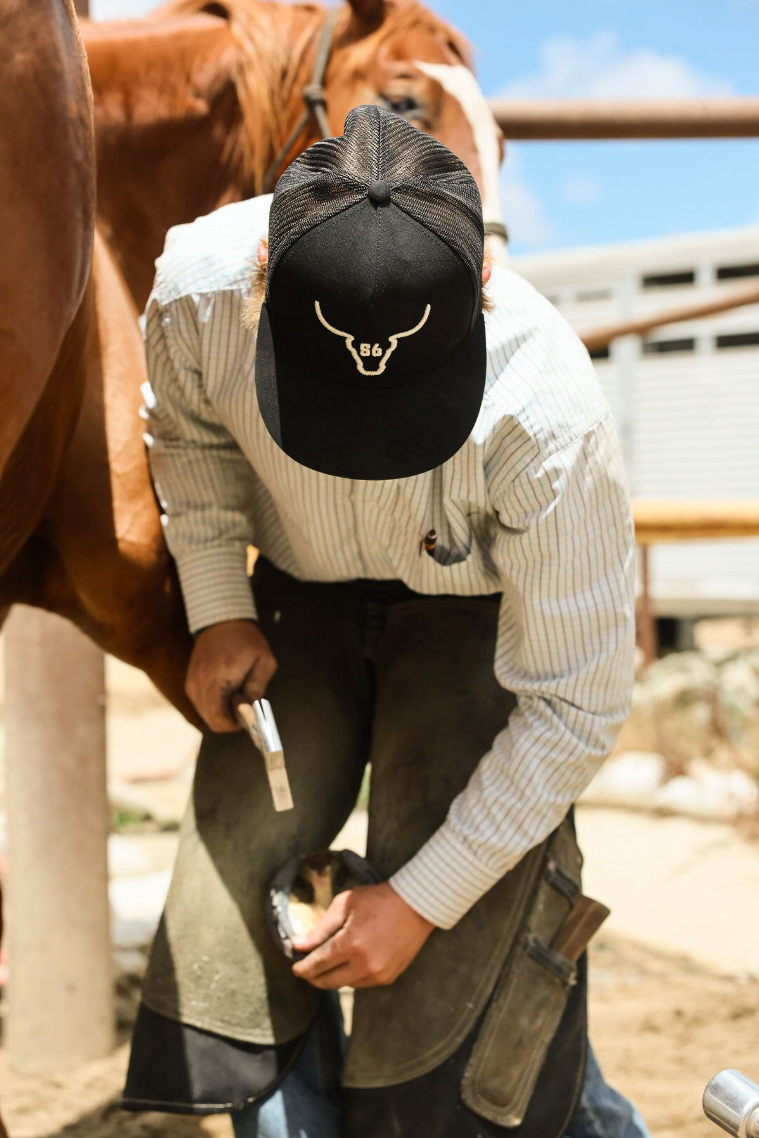 Embroidered Hat with Snappy6 Logo Black & Off White