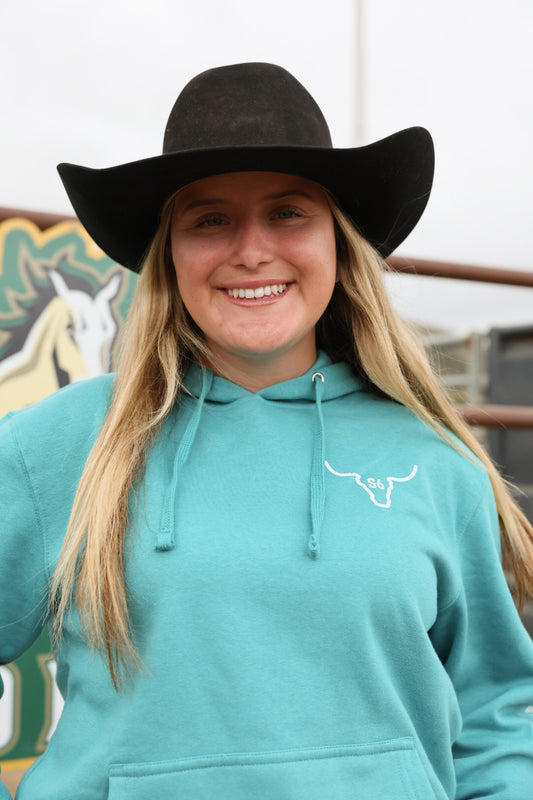 Snappy6 Teal Hoodie with Pocket and Sleeve Design