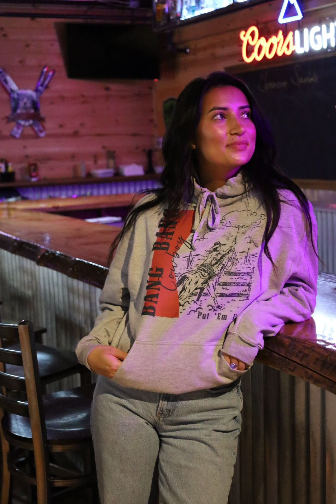 Western Cowgirl Heather Gray Hoodie