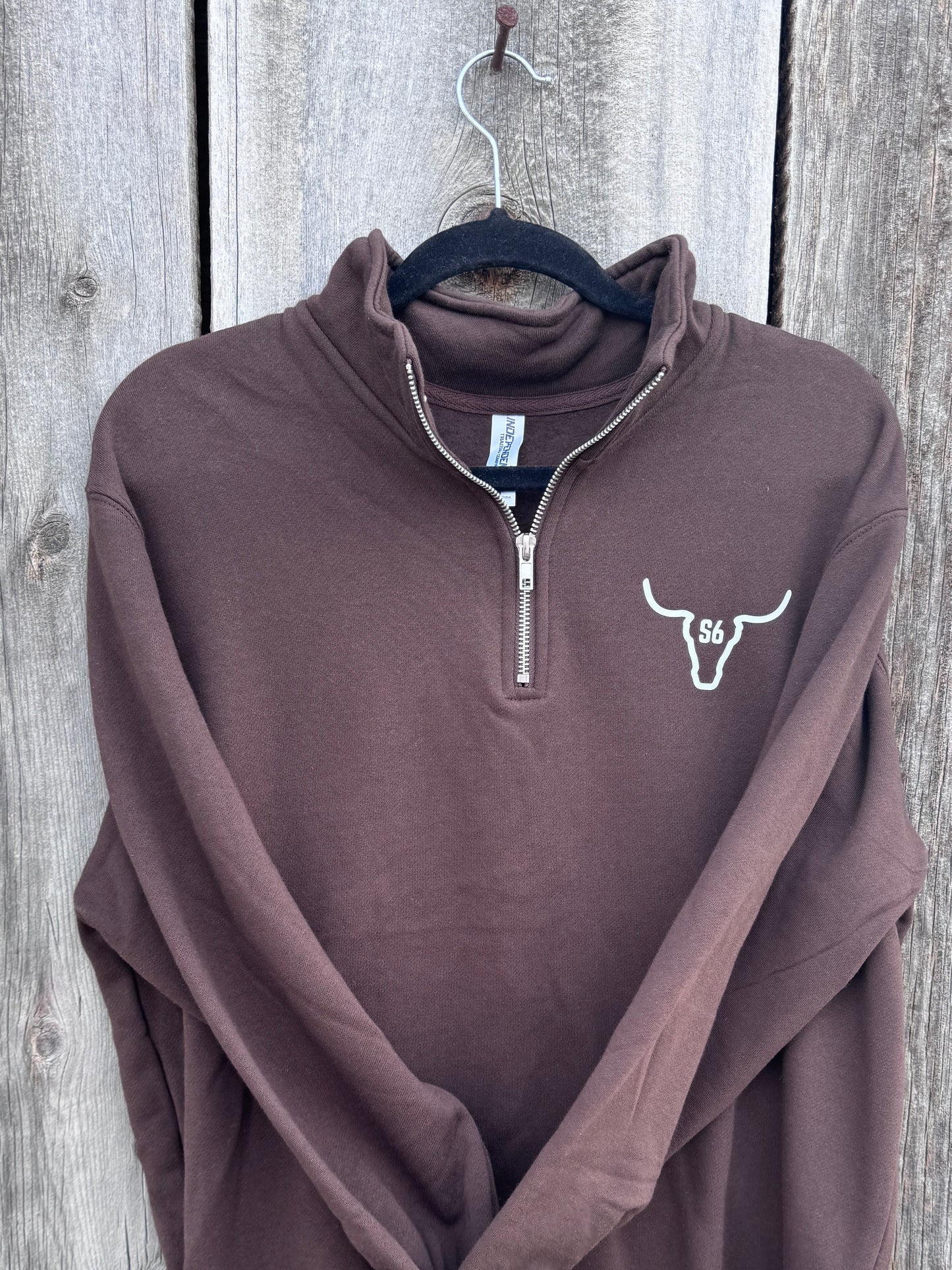 1/4 Zip Sweatshirt Snappy6 Brown Graphic Sweatshirt