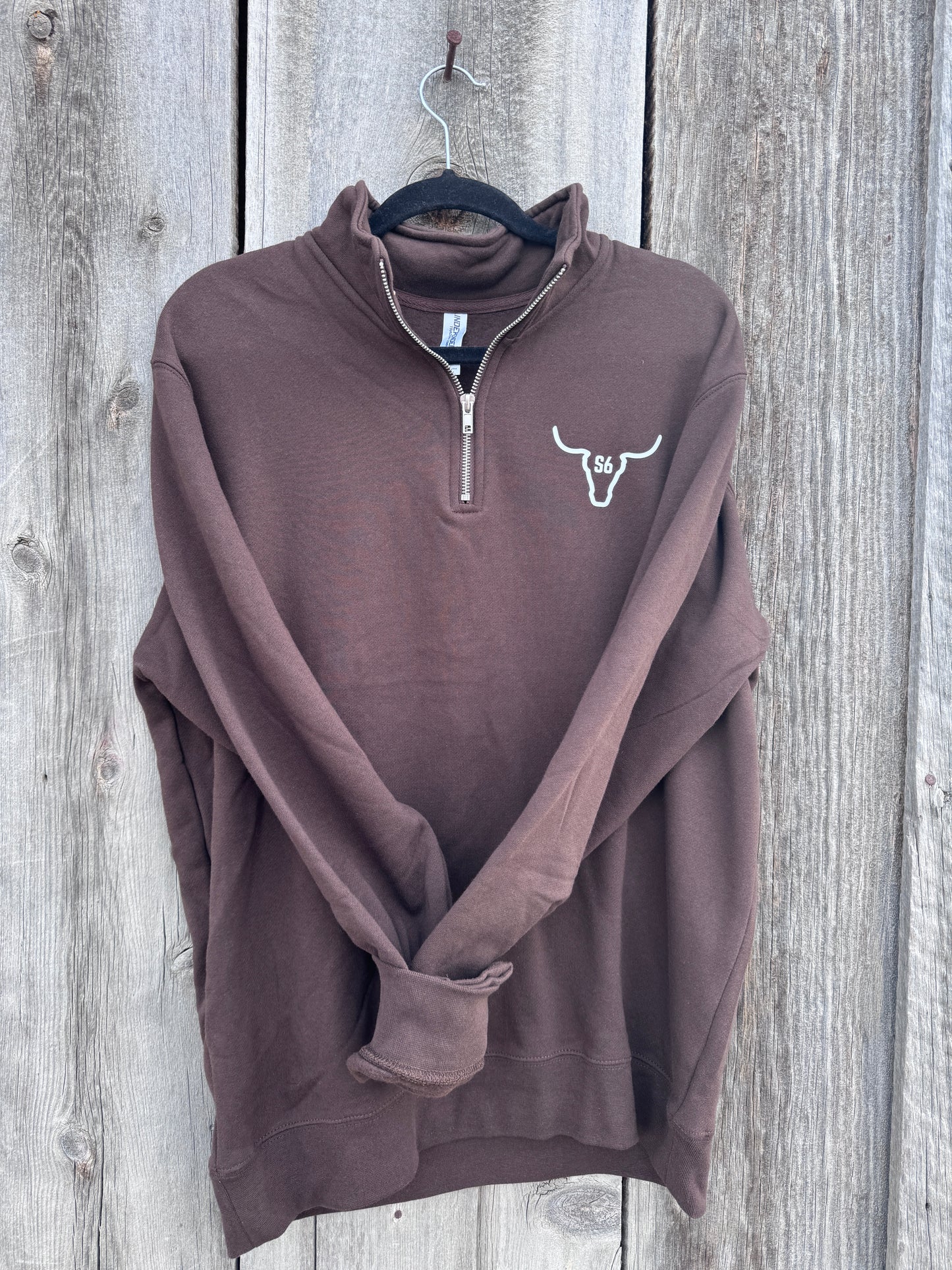 1/4 Zip Sweatshirt Snappy6 Brown Graphic Sweatshirt