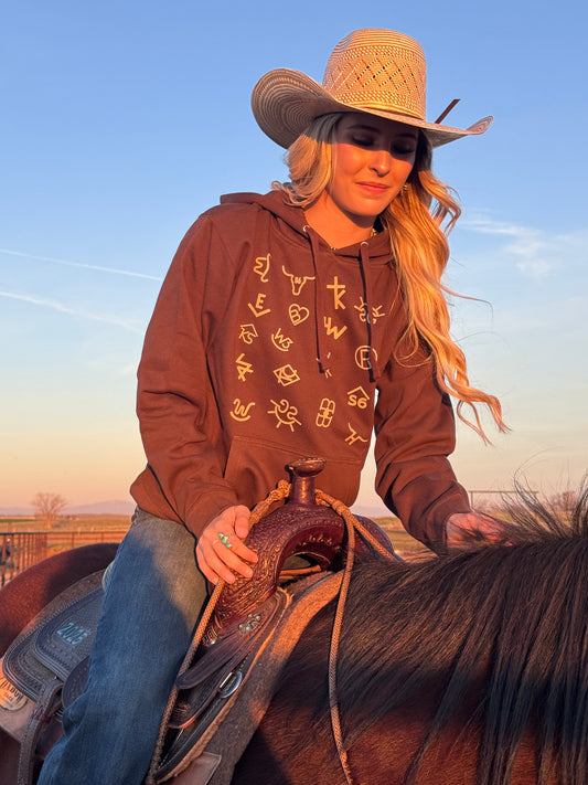 Cattle Ranch Brands Brown Hoodie