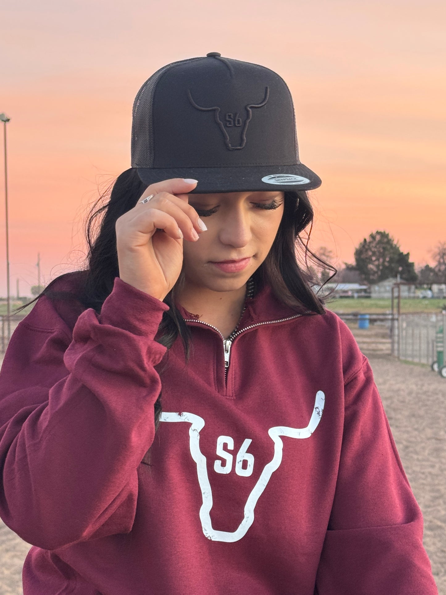 1/4 Zip Sweatshirt Snappy6 Maroon Graphic Sweatshirt