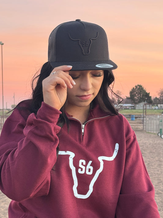 1/4 Zip Sweatshirt Snappy6 Maroon Graphic Sweatshirt